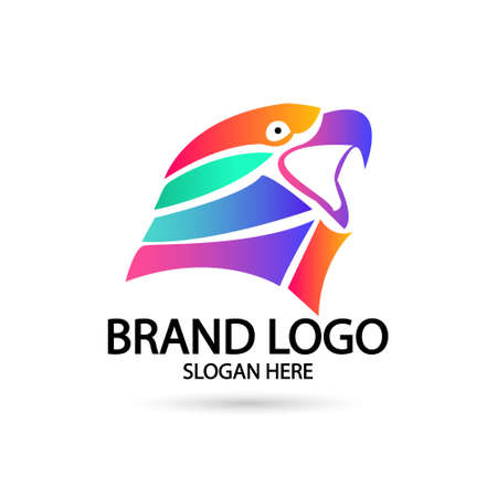 Falcon,eagle logo icon vector illustration design. Gradient Colorのイラスト素材
