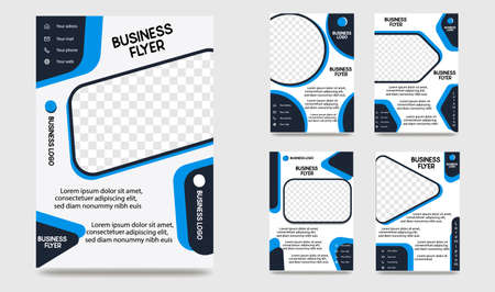 Brochure Flyer creative design. Multipurpose Shape template. Trendy minimalist flat geometric design. Vertical vector illustrationのイラスト素材
