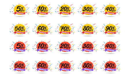 Sale discount icons. Speech bubbles or chat symbols. Colored elements. Vectorのイラスト素材