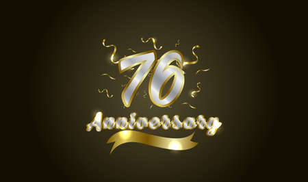 Anniversary celebration background. with the 76th number in gold and with the words golden anniversary celebration.のイラスト素材