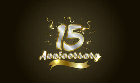 Anniversary celebration background. with the 15th number in gold and with the words golden anniversary celebration.のイラスト素材