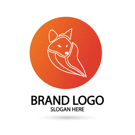 Creative fox Animal Modern Simple Design Concept logo set. Vector Illustrationのイラスト素材