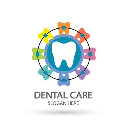 Dental clinic logo. Tooth vector template, Oral care dental and clinic symbol icon with modern design style.のイラスト素材
