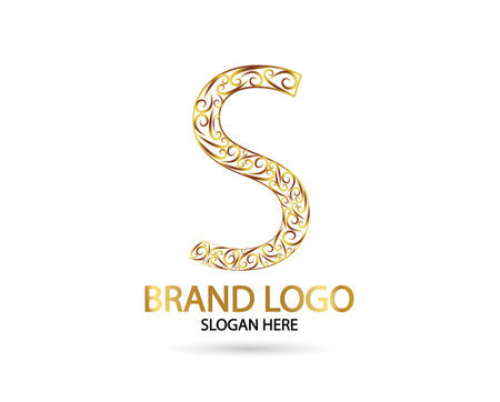 Letter S Linked Monogram in gold Logotype. Vector logoのイラスト素材