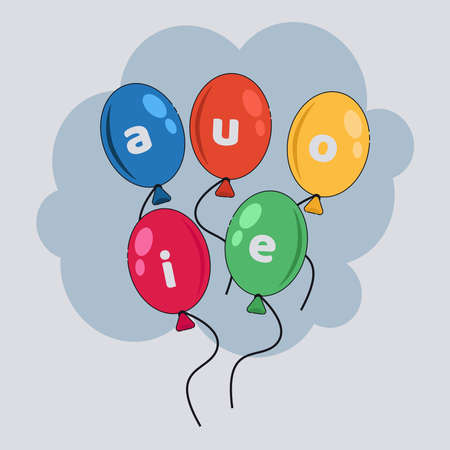 vowel balloons vector illustration. Education conceptの素材 [FY310144870671]