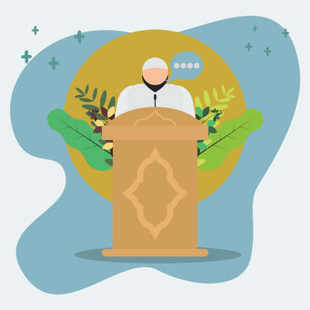 Man of moslem khutbah on the stand vector illustrationのイラスト素材
