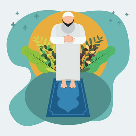 Praying man of moslem vector illustrationのイラスト素材