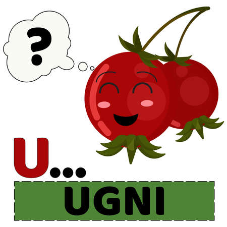 vector illustration of ugni fruit with emoji characters. alphabet U for Ugni. the concept of educating children to recognize the names  of fruitのイラスト素材