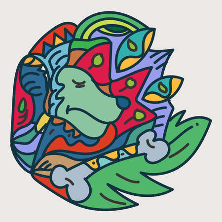 Dog cartoon doodle abstrack vector illustrationのイラスト素材