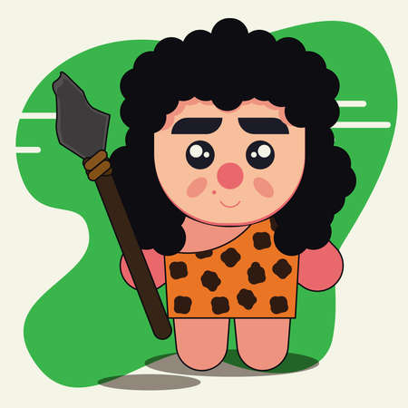The ancient boy cute cartoon vector illustrationのイラスト素材