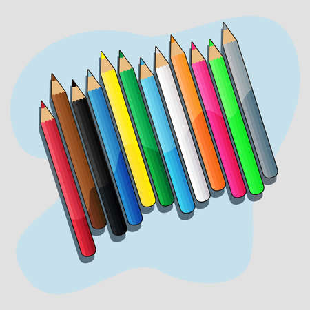 12 colored pencils vector illustrationのイラスト素材