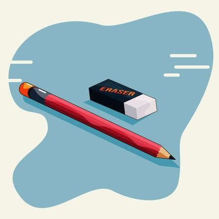 Pencil and eraser vector illustrationのイラスト素材