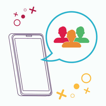 Smartphone with chat bubble . People chating each other with smartphone concept vector illustrationのイラスト素材