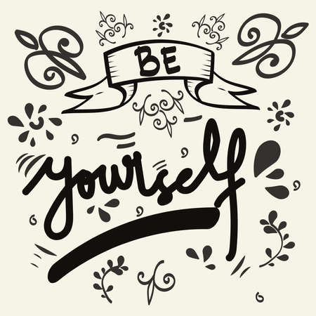 Be yourself handwritten background vector illustrationのイラスト素材