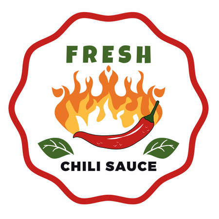 Fresh chili sauce logo vector illustrationのイラスト素材
