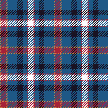 Seamless vector. Herringbone tartan check plaid for poncho, blanket, or other fabric designs. Blue...