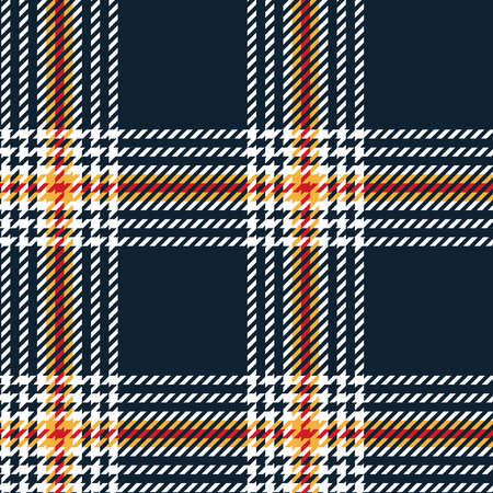 Dark Blue, white and orange tartan plaid Scottish seamless pattern.Texture from plaid, tablecloths, clothes, shirts, dresses, paper, bedding, blankets and other textile productsのイラスト素材