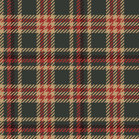 Seamless check plaid graphic pattern background. Vector graphic for scarf, blanket, throw, shirt other fashion textile design. Plaid pattern in dark green, black, red, and brown colorのイラスト素材
