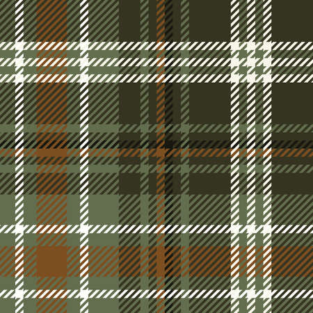 pattern background. Plaid pattern in dark green, brown and white color. Vector graphic for scarf, blanket, throw, shirt other modern fashion textile designのイラスト素材