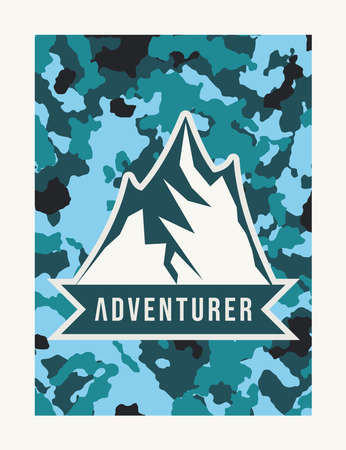 Adventurer Typography with camouflage pattern background. Quotes , motivation, positive inspiration. Poster conceptのイラスト素材