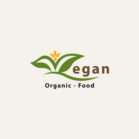 Leave like letter v and egan word. Vegan logo design vector illustrationのイラスト素材