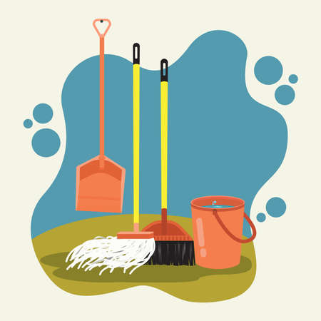Cleaning tools graphic vector illustrationのイラスト素材