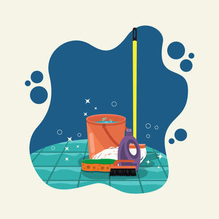 Floor cleaning Tools vector illustrationのイラスト素材