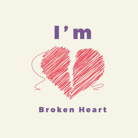 Scribble Heart shape. Broken Heart Graphic Design Vector Illustrationのイラスト素材