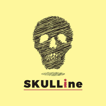 Scribble skull. Skull Line Graphic Design Vector Illustrationのイラスト素材