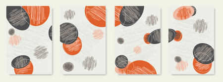 Scribble and ellips set templates background vector. Modern design illustration for poster, wallpaper, social media stories, marketing, prints, Bannerのイラスト素材