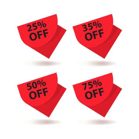 Vector illustration of banner. Discount percentage promotion banner in red backgroundのイラスト素材