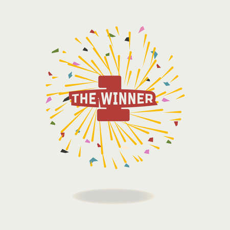 The winner lettering with sunburst design vector illustrationのイラスト素材
