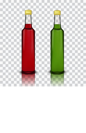 Bottled red and green syrup vector illustrationのイラスト素材