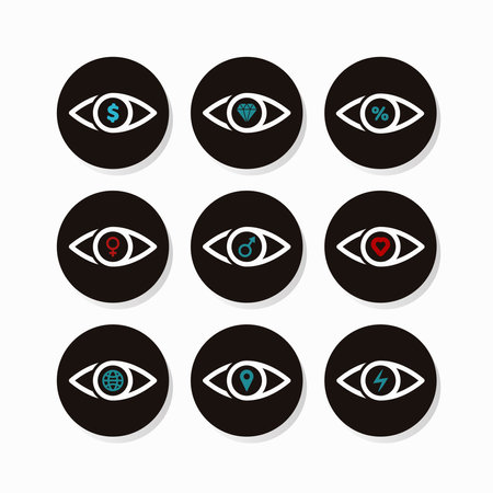 Eyes set with icons design vector illustrationのイラスト素材