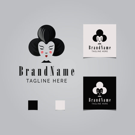 Geisha rummy logo design vector illustrationのイラスト素材