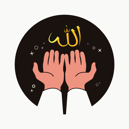 Hand muslim praying concept graphic design vector illustrationのイラスト素材
