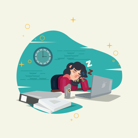 Woman sleep at the workplace vectorのイラスト素材