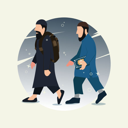 Muslim traveler, walking to other land to be a musafirのイラスト素材