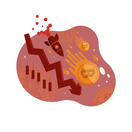 BItcoin down price vector illustrationのイラスト素材