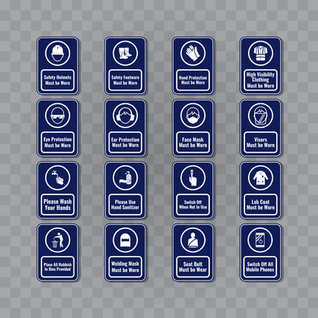 Health and safety sign set graphic design vector illustrationのイラスト素材