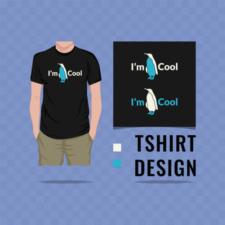 I am cool penguin t shirt design vector illustrationのイラスト素材