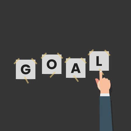 Hand sticking paper with the words GOAL illustrationのイラスト素材