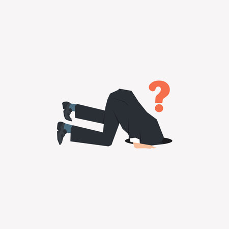 Businessman and question mark with head into the hole illustrationのイラスト素材