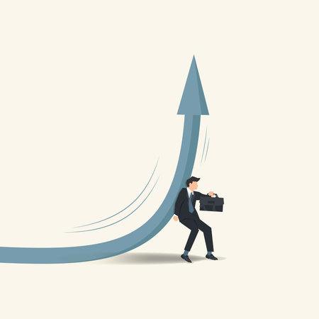 Businessman hold back the arrow straight up. Maintain business growth illustrationのイラスト素材
