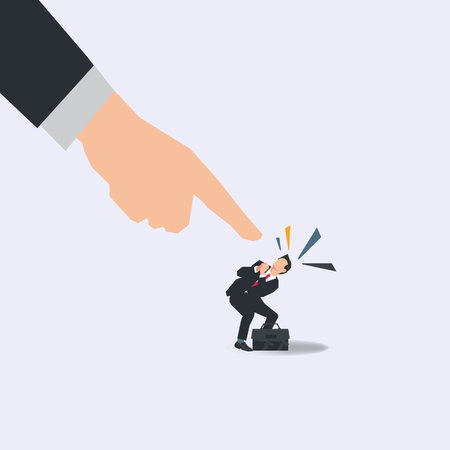 Businessman pointed by hand. Briefcase and instructions conceptのイラスト素材