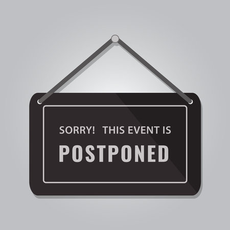 The event is postponed hanging sign vector illustrationのイラスト素材