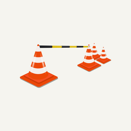 Traffic Cone with black and yellow safety tube illustration. ORANGE Traffic Coneのイラスト素材
