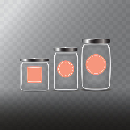 Transparent glass jars vector illustrationのイラスト素材