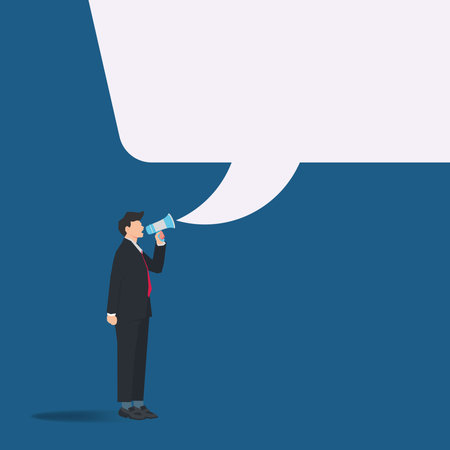 Businessman announce something to the megaphone design vector illustrationのイラスト素材