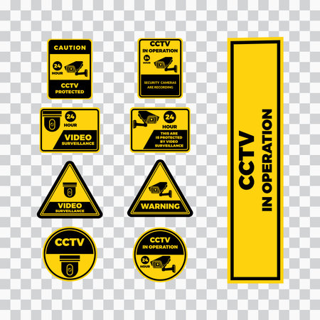 Warning CCTV collection sign design vector illustrationのイラスト素材